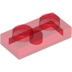 3023-17G Platte plaat 1x2 transparant rood gebruikt *1B367