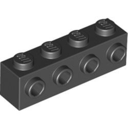 30414-11G Steen 1x4 met noppen één zijde zwart gebruikt *1R012