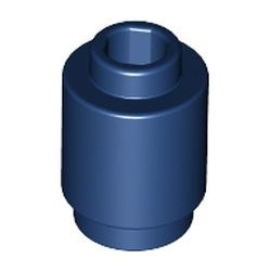 3062b-63G Steen 1x1 rond- met inkeping onder, open nop blauw, donker gebruikt *1B335