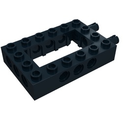 32531c01-11G Technic, steen 4x6 open midden met 2x pin aan einde zwart gebruikt *