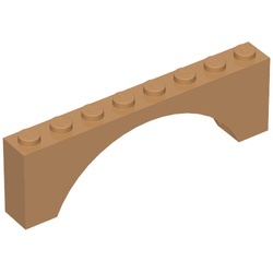 3308-150G Steen, boog 1x8x2 hoog (niet-verhoogd) caramel, midden gebruikt *1D047