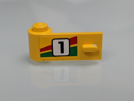 3822pb06-3G Autodeur 1x3x1 links rood/groene steep en nummer geel gebruikt *1B393