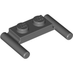 3839b-85 Platte plaat 1x2- 2 hendels lagere setting grijs, donker (blauwachtig) NIEUW *1B320