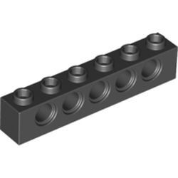 3894-11G Technic, steen 1x6 met 5 gaten zwart gebruikt *1D056