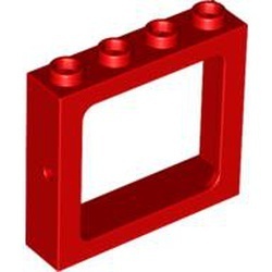 4033-5G Trein, raamframe 1x4x3 Open noppen top rood gebruikt *1C035