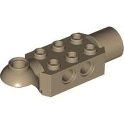 47454-69 Technic, steen 2x3 met pingaten en rotatie ball half horizontaal en rotatie socket crème,donker NIEUW *