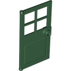60623-80 Deur 1x4x6 met 4 raampjes, deurknop voor in frame groen, donker NIEUW *1B276