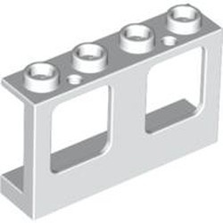 61345-1 Raam 1x4x2 paneel- 2 gaatjes onderin- glas:60601 (2 nodig) wit NIEUW *1B280