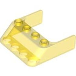 6238-19G Autoruit 3x4x1 1/3 (schuin 45 graden ) (extra lang zijstuk) transparant geel gebruikt *1C002