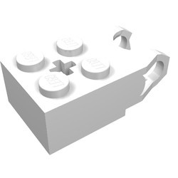62712-1G Technic, steen 2x2 met asgat en vingers aan uiteinde wit gebruikt *