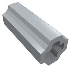 6538c-86B BULK: Technic, As koppelaar ribbels lengterichting grijs, licht (blauwachtig) NIEUW *0L0000