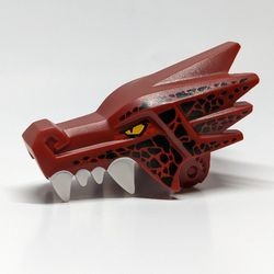 65428pb02-59 Drakenhoofd (Ninjago) met gele ogen en zwarte vlekken rood, donker NIEUW *0D000