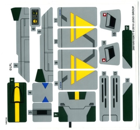 75150stk01 STICKER 75150 Vader's TIE advanced vs. A-Wing fighter NIEUW *0S0000