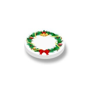 CUS1115 Tegel 2x2 rond kerstkrans wit NIEUW *0A008