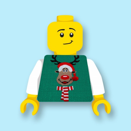 CUS9064 Torso (zonder hoofdje) Foute kersttrui Rendier 2 wit *0A000