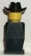 old040G MINIPROMO Legoland Oude type minifig - Zwart lijf, Zwart benen, Zwart Cowboy hoed gebruikt *0M0000