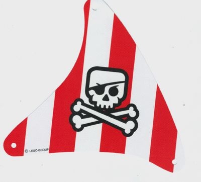 sailbb33-1G Zeil driehoek rode strepen met doodshoofd wit gebruikt *5D000