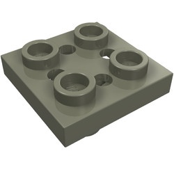 2476a-10 Platte plaat 2x2 met pin onderzijde kleine gaatjes in plaat donker, grijs (klassiek) NIEUW *1B328