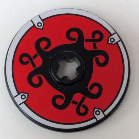 2958pb004-11G Technic Disk 3x3 met asgat Viking schild (Sticker) zwart gebruikt *5S006