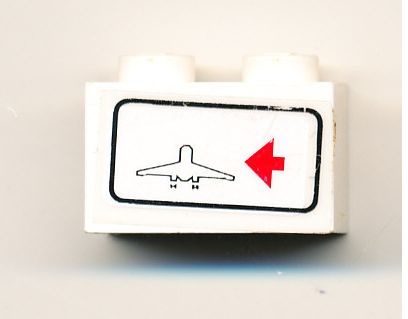 3004pb017R-1G Steen 1x2 Vliegtuig met pijl naar links (Sticker) wit gebruikt *5V02-02