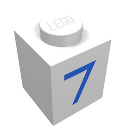 3005-7-1G Steen 1x1 met cijfer 7 wit gebruikt *5V01-02