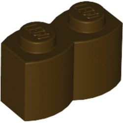 30136-120G Steen 1x2 gewelfd (pallisaden) bruin, donker gebruikt *1R005
