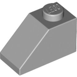 3040-86G Dakpan 45 graden 1x2 grijs, licht (blauwachtig) gebruikt *1D020