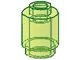 3062b-16 Steen 1x1 rond- met inkeping onder, open nop transparant, neongroen NIEUW *1B077