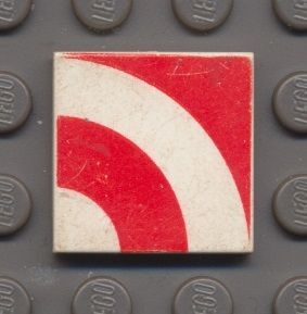 3068bp67-1G Tegel 2x2 Kwart rode circels wit gebruikt *5T05-04