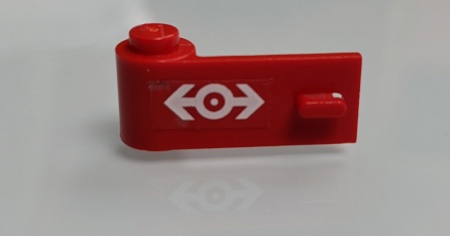 3822pb015-5G Autodeur 1x3x1 links wit treinsymbool (Sticker) - Set 4549 rood gebruikt *5S006