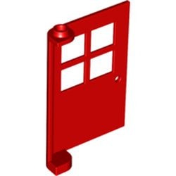 3861-5 Deur 1x4x5 met 4 raampjes- geen frame nodig rood NIEUW *1B275