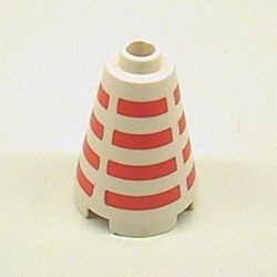 3942p1-1G Kegel 2x2x2 met rode strepen OPEN nop wit gebruikt *1R085/6