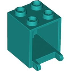 4345-39 Box 2x2x2 opening voorkant open noppen turquoise, donker gebruikt *5K000