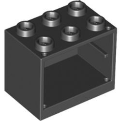 4532b-11 Kastje klein 2x3x2 OPEN noppen (zie 4533 voor deur) zwart NIEUW *5K000