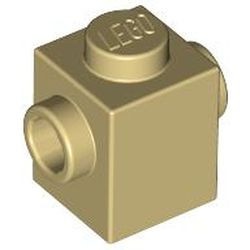 47905-2 Steen 1x1 noppen 2 zijden tegenover elkaar crème NIEUW *1B035