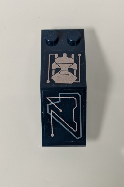 6070pb002R-63G Ruit 5x2x 1 2/3 gebogen met computer patroon, rechts (Sticker) blauw, donker gebruikt *5S007