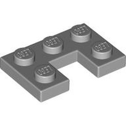 73831-86 Plaat omgekeerd 2x3 met 1 uitgesneden nop midden grijs, licht (blauwachtig) NIEUW *5D0000