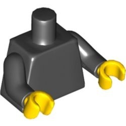 973c018-11G Zwart torso, zwarte armen, gele handen zwart gebruikt *0B0000