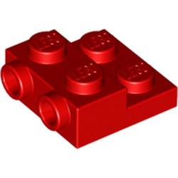 99206-5 Platte plaat 2x2x2/3 met 2 noppen zijkant (of variant 4304) rood NIEUW *1B327