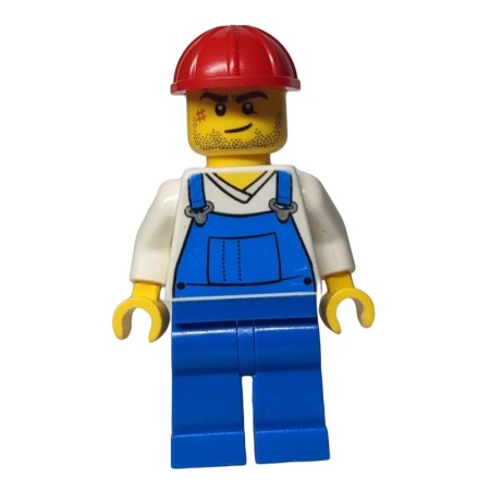cty0555G Man met overall en rode constructiehelm gebruikt *0M0000
