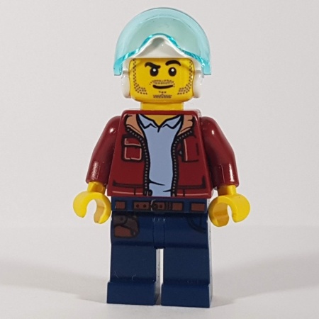 cty1176 Man met witte helm, lichtblauw vizier en donkerrood jasje NIEUW *0M0000