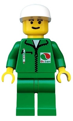 oct013G Octan - Groene overall OCTAN logo met witte Cap gebruikt *0M0000