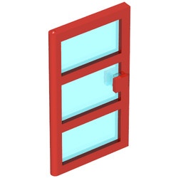 x39c01-5G Deur 1x4x6 met 3 panelen met lichtblauw glas rood gebruikt *1C028