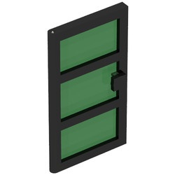 x39c03-11G Deur 1x4x6 met 3 panelen met transparant groen glas zwart gebruikt *1C028