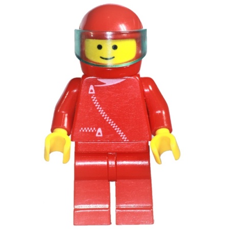 zip002G Jas met ritssluiting - rood met helm met vizier gebruikt *0M0000