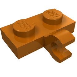 11476-68 Platte plaat 1x2 met horizontale clip LANGE einde oranje, donker NIEUW *1B291