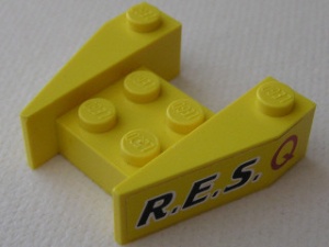 2399pb03-3G WigSTEEN 3x4 verhoogde zijkanten geen zijsleuven en R.E.S. op gele achtergrond (Stickers) geel gebruikt *5V0000