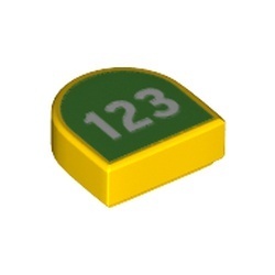 24246pb008-3G Tegel 1x2 halve circel (Stadium) met 123 op lime achtergrond geel NIEUW *