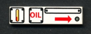 2431px23-1G Tegel 1x4 OIL en rode pijl wit gebruikt *5t04-03