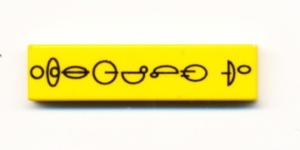 2431px3-3G Tegel 1x4 zwart SW Naboo Symbool geel gebruikt *5t04-04